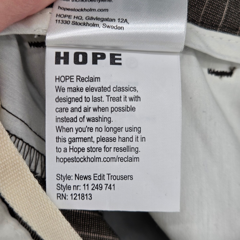 HOPE Stockholm Men 42 Women 34 News‎ Edit Trousers Pinstripe Brown Tapered Leg - Picture 4 of 5